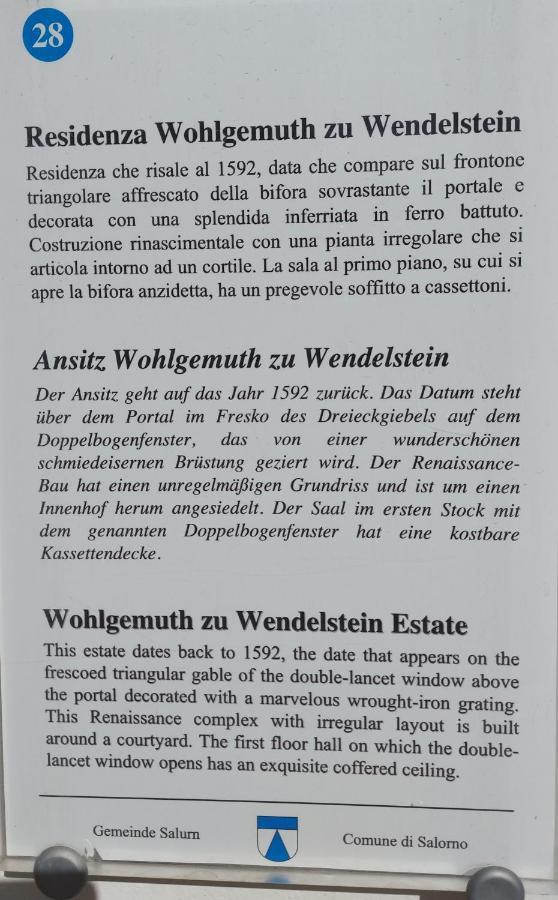 Ansitz Von Wohlgemuth Apartment Salorno Exterior foto